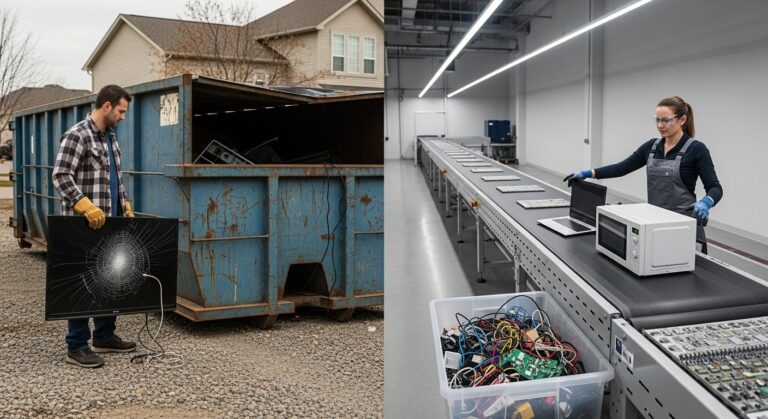 electronics waste e-waste disposal Arkansas dumpster vs recycling centers