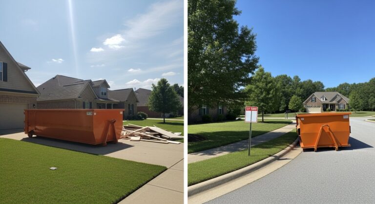 dumpster placement rules Arkansas driveway vs street permit