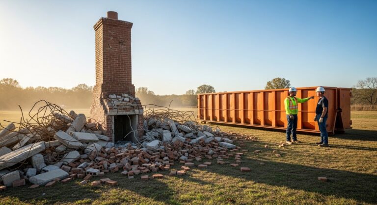old foundation chimney demolition debris removal Arkansas