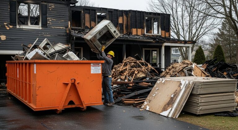 fire damage debris removal dumpster Arkansas